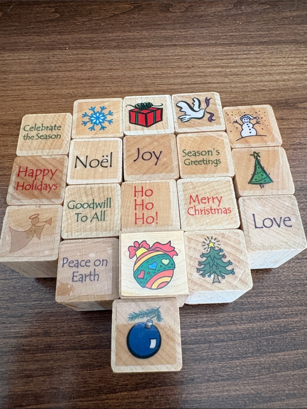 Wooden Holiday Stamp Blocks - Natural Wood 15+